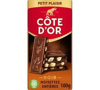 Tablette de chocolat noir aux noisettes entières,100 g