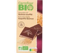 Tablette de chocolat noir quinoa soufflé bio 100 g - cacao 60 % minimum, équitable, pure beurre de cacao, certifiée AB - Lot de 6