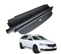 Tablette de Coffre Arrière pour Skoda Octavia édition voyage 2016-2019, SUV Rétractable Cache-bagages Pare-soleil Colis de Coffre Store Enrouleur, Cuir PU noir texture cuir alliage d'aluminium