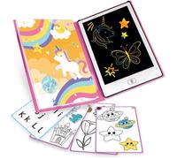 Tablette de dessin enfant - ZUUKO - Rainbow LCD - 20 pochoirs réversibles - Format livre - Effaçable - 21,5x21,5 cm