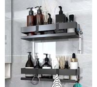 Tablette de douche AIORBER, 2 pièces, pas de perçage nécessaire, inoxydable, facile à nettoyer,étagère de salle de bain,utilisable dans la salle de bain, cuisine, 31x 9 x 7 cm, noir