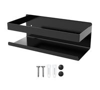 Intirilife étagère de Douche autocollante en Noir - 23 x 10,5 x 8 cm - sans percer, Support de shampoing Panier de Douche Montage Mural Panier d'accessoires de Bain - étagère en Acier Inoxydable