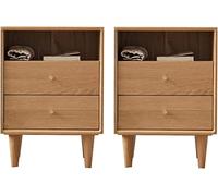 Tablette de nuit en bois de table de chevet moderne et minimaliste, ensemble de table de nuit nordique de 2 pour la chambre, armoire de chevet de style japonais 2 tiroir, unité de rangement de table