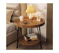 Tablette de Nuit Simple Chambre Double Petite Armoire de Rangement étagères de Maison épaisses Jambes en Fer à Table Ronde de Table de Couches de Meubles de Meubles (Grand Naturel)