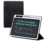 Tablette d'écriture électronique avec écran LCD de 10" avec housse de protection en polyuréthane pour dessin électronique, cadeau pour enfants et adultes à la maison, à l'école, au bureau (noir)