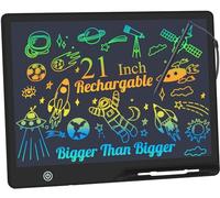 Tablette d'écriture LCD 21 Pouces Rechargeable, Portable Tablette Dessin Enfant Effacable Écriture, Dessin et liste de mémorisation Educatif Cadeau pour Enfants Jouets Noirs