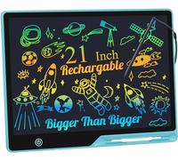 Tablette d'écriture LCD 21 Pouces Rechargeable, Portable Tablette Dessin Enfant Effaçable Écriture, Dessin et liste de mémorisation Educatif Cadeau pour Enfants Jouets Bleu
