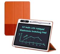 Tablette d'écriture LCD de 10" avec housse de protection en polyuréthane pour écriture électronique, carnet de notes, planche à dessin effaçable pour enfants et adultes, à la maison, au bureau (marron