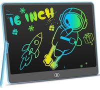 Tablette d'écriture LCD pour enfants, tablette de dessin colorée de 16 pouces, gribouillages colorés, jeux scolaires de voyage en voiture, cadeaux pour filles et garçons de 3 à 8 ans (bleu)