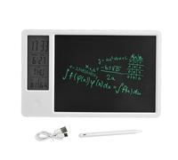 Tablette D'écriture LCD, Tableau de Gribouillage électronique Rechargeable de 10 Pouces avec Calendrier D'horloge Numérique, Affichage de la Température et de l'humidité, (White)