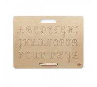 Tablette d'écriture - MAZAFRAN - Majuscules cursives - Méthode Montessori - 39x29 cm - Stylet en bois