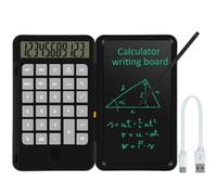 Tablette D'écriture pour Calculatrice, Écran LCD à 12 Chiffres, Calculatrice Portable Pliable avec Tableau D'écriture Manuscrite de 6 Pouces, Bouton Silencieux Confortable pour L'étude