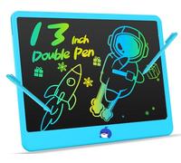 Tablette Dessin Enfant à double Stylet, Ardoise Magique Coloré de 13 Pouces, Tablettes d'écriture LCD, Cadeaux d'anniversaire et de Noël Jouets pour Filles et Garçons de 3 à 8 ans (Bleu)