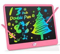Tablette Dessin Enfant à double Stylet, Ardoise Magique Coloré de 13 Pouces, Tablettes d'écriture LCD, Cadeaux d'anniversaire et de Noël Jouets pour Filles et Garçons de 3 à 8 ans (Rose)