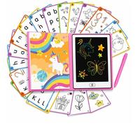 Big Minds - Tablette Dessin Enfant Rainbow Lcd | Tablette Magique Enfant 20 Pochoirs Réversibles | Ardoise Magique Format Livre | Jouet Enfants 4 Ans Effaçable | Cadeau Fille 5 Ans | Jouet 6 Ans