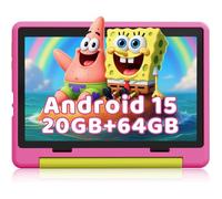 Tablette Enfant 10'' Android 15, 20(3+17)Go RAM, 64Go ROM, Extensible jusqu'à 1 To, Contrôle parental, Étui de protection, rose