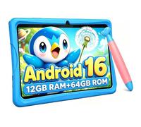 Tablette Enfant 10 Pouces Android 16,12Go RAM 64Go ROM,Enfant Éducative avec Contrôle Parental,Avec stylet,WiFi 6,Coque Antichoc