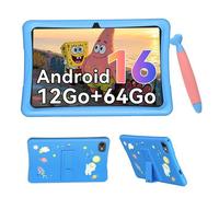 Tablette Enfant 10 Pouces Android 16,12Go RAM 64Go ROM Extensible 2To,Contrôle Parental,Google Kids Space,Coque Antichoc,GMS,5000mAh