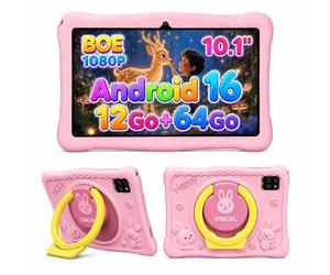 Tablette Enfant OSCAL KIDO 2 10.1 Pouces Android 16, 12Go+64Go, Contrôle Parental, Google Kids Space, Widevine L1, Coque Anti Choc