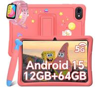 Tablette enfants K10 10 1"" Android 15 Contrôle Parental 5G WiFi 12Go RAM+64Go ROM microSD 2To Rose avec Z10 Montres Enfants