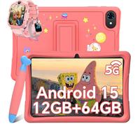 Tablette enfants TABWEE K10 10,1"" Android 15 Contrôle Parental,5G WiFi,12Go RAM+64Go ROM microSD 2To,Rose avec Z20 Montres Enfants