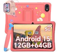 Tablette enfants TABWEE K10 10,1"" Android 15 Contrôle Parental,5G WiFi,12Go RAM+64Go ROM microSD 2To,Rose avec Z30 Montres Enfants