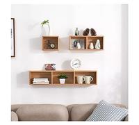 Tablette Flottante Cubes d'étagères flottantes, ensemble d'étagères murales de rangement en bois de ferme fixées au mur de 3, étagères d'affichage de décoration murale for salon, chambre à coucher, bu