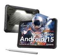 Tablette Incassable 11 Pouces Android 15,24Go RAM 256Go ROM,100ML Lampe de Camping,20000mAh,IP69K, NFC,avec Stylet,Noir