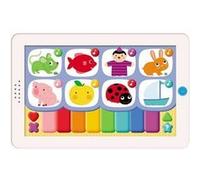 Tablette interactive bebe 1-3 ans - 3 modes : 8 chansons comptines piano questions - jeu parlant musical - set jouet educatif et carte