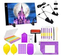 Tablette Lumineuse A4,Diamond Painting Accessoires,Luminosité Réglable Portable Table Lumineuse Planche Dessin avec USB Câble