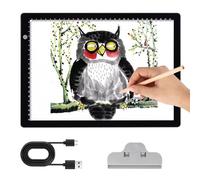 Tablette lumineuse A4 - Tableau lumineux pour peinture diamant, 3 niveaux de luminosité réglable, câble d'alimentation USB de type C pour peinture diamant, désherbage, vinyle, dessin