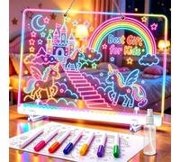 Tablette Lumineuse Dessin Acrylique 25X35CM Tableau Lumineux Message LED avec batterie de 1000 mAh, 8 Couleurs, 3 Modes et 7 Couleurs Stylos, Magic Board Pour Mémorandum, Panneau D'affichage