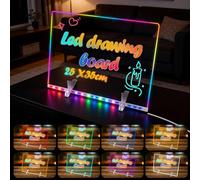 Tablette lumineuse dessin, LED Tablette dessin enfant, 13 couleurs et 6 modes d'éclairage 35 x 25 cm, Adaptateur secteur, Chaînette et support inclus, Idéal pour les marchés et la maison