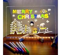 Tablette Lumineuse Dessin pour Enfants, Tableau Lumineux Message LED avec 7 couleurs Stylo et Support Réglable, Tableau Acrylique Effaçable, Cadeau Créatif Deco Chambre pour Ado Fille (30 x 20 cm)