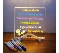 Tablette Lumineuse LED Effaçable - 20x20cm Acrylique - 7 Stylos de Couleurs - Trépied Réglable, USB - Mémo Dessin Déco Planification