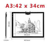 Tablette lumineuse sans fil A3/A4,boîte à lumière alimentée par batterie,tapis de traçage Artcraft,panneau lumineux Rechargeable pour artistes,dessin x-ray - Type A3