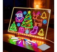 Tablette Lumineuse Wondiko pour Dessin Enfants LED, Tableau Acrylique Effaçable 7 Couleurs avec Stylo et Support Réglable,Cadeau d'anniversaire et de Noël pour