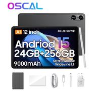 Tablette OSCAL Pad 100 Android 15 8+16/12+24GB 36GB RAM 256GB ROM 9000mAh 24+256 gris
