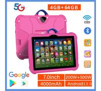 Tablette PC avec Wi-Fi pour enfants, Google Learning Tari, Façades Core, 4 Go de RAM, 64 Go de ROM, Pas cher, Simple, 5G, 7 pouces, Dean, Préféré des enfants, Nouveau Pink