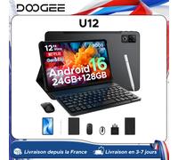 Tablette PC DOOGEE U12 Android 16, écran 12 pouces S, 24 Go de RAM (6 Go + 18 Go), 128 Go, batterie 9000 mAh, UNISOC T7255, Widevine L1, double haut-parleur 6GB 126GB Blue