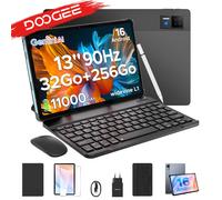 Tablette PC 2 en 1 DOOGEE U13 Android 16 Écran 13'' 32 Go (6 Go + 36 Go) 256 Go Batterie 11000 mAh Haut-parleurs quadruples UNISOC T7280 Widevine L1 6GB 256GB Gray Set