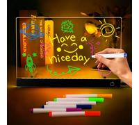 Tablette pour Dessiner, 30x20 cm Tableau d'écriture LED pour enfants，Magic Note Pad En incluant 7 surligneurs, Grand choix de cadeaux pour enfants, maison, bureau et décorations de fêtes