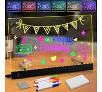 Tablette pour Dessiner, 30x20 cm Tableau d'écriture LED pour enfants，Magic Note Pad En incluant 7 surligneurs, Grand choix de cadeaux pour enfants, maison, bureau et décorations de fêtes