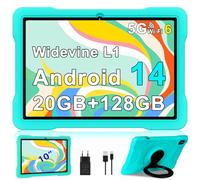 Tablette pour enfant 10" Android 14 avec 5G WiFi 6, 20 Go de RAM + 128 Go de ROM (TF 1TB), Octa-Core, Widevine L1, sécurité enfant, 6000 mAh, Bluetooth 5.0, 1280 x 800, GMS Certified Kids Tablette