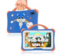 Tablette pour Enfants,8Go+64Go,Android 14 pour Enfants Tablet 7 Pouces,Tablette d'apprentissage pour Tout-Petits avec étui,4000 mAh/contrôle Parental/FM/GPS/OTG/Excellent Cadeau pour Enfant(Bleu