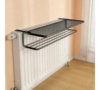 Tablette Radiateur Sans Percer Égouttoir À Linge en Fer Forgé Pour Radiateur Rangement Double Couche Longueur de Suspension Réglable Robuste et Résistant Etagere Radiateurs(Black,55x22x12cm)