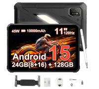 Tablette robuste BlackView Active 7 [sans chargeur UE] 11'' 24 Go (8+16)+128 Go Version nocturne IPS 120 Hz 10000 mAh 45 W Android 15 NFC noir