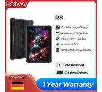 Tablette robuste HOTWAV R7, batterie massive de 15600 mAh, écran HD+ de 10,1 pouces, système d'exploitation Android 13, processeur octa-core, 6 Go de RAM, 256 Go de stockage, tablette PC mondiale R7 O