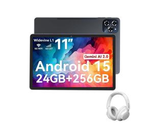 Tablette TABWEE 2025 W90 11 pouces Android 15, 24 Go de RAM, 256 Go de mémoire(2 To TF),Grand écran Widevide L1, Octa-core T615, 8000 mAh, Wi-Fi 5G, LET 4G, 18 W With 1*FitBuds H1 blanc