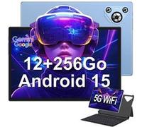 Tablette tactile 10,1" Android 15 - MTK6750 Octa-Core - 12Go RAM - 256Go ROM - 6000mAh - WiFi - Pack Clavier & Protection Bleu